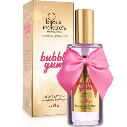 BIJOUX - INDISCRETS LIGHT MY FIRE MASÁŽNÍ OLEJ S TEPLÝM EFEKTEM, PŘÍCHUŤ ŽVÝKAČKY