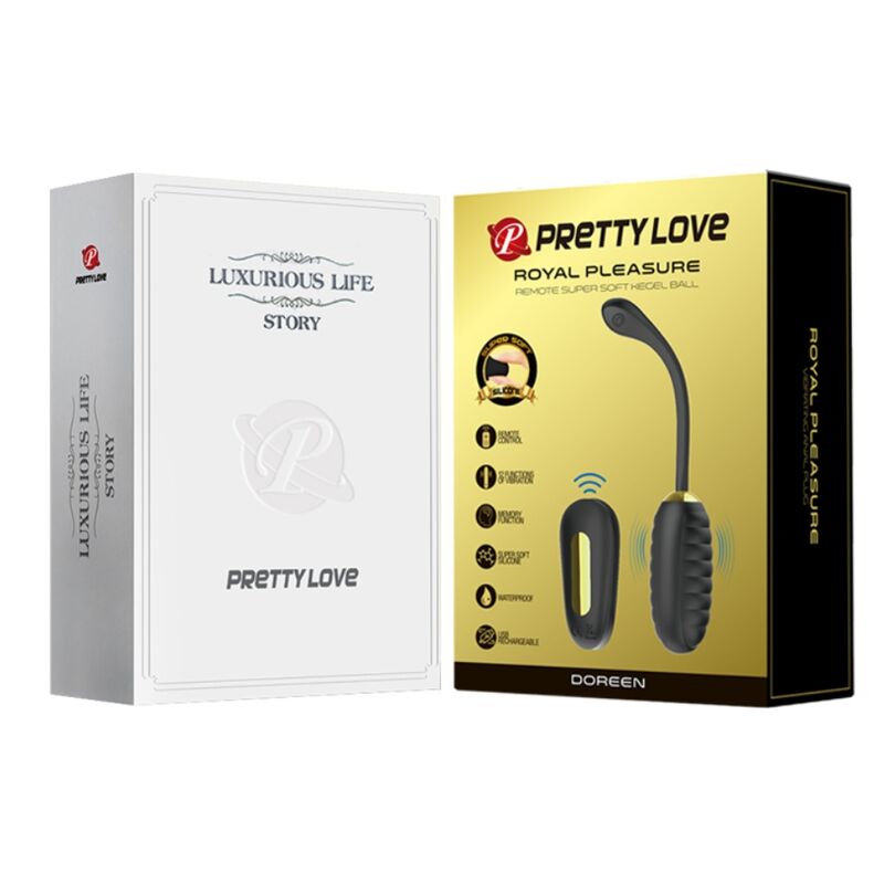 PRETTY LOVE - DOREEN LUXUSNÍ DOBÍJECÍ VIBRAČNÍ VEJCE ČERNÉ DÁLKOVÉ OVLÁDÁNÍ