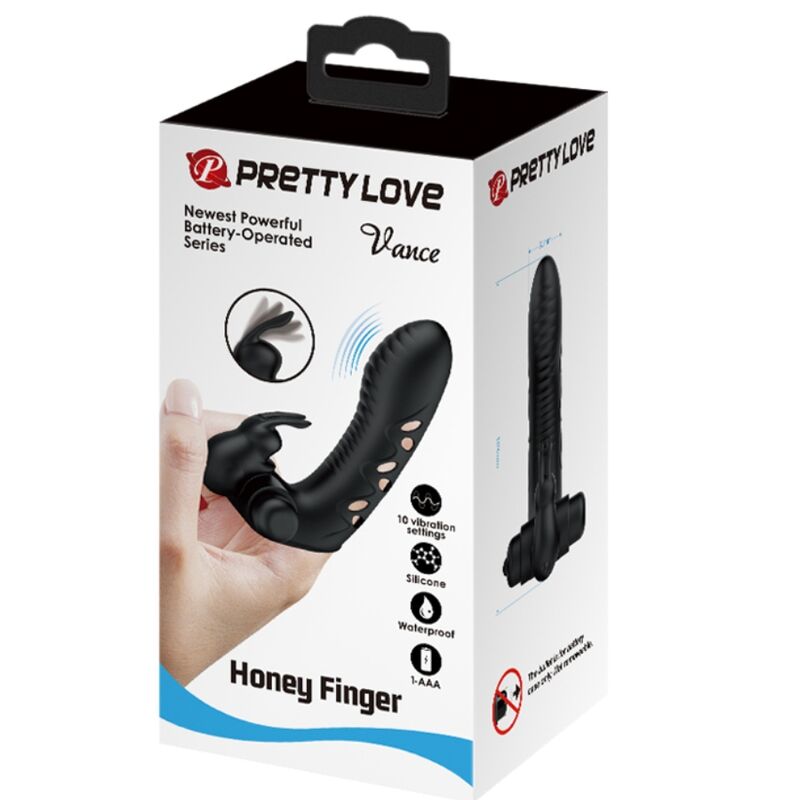 Kryt na prsty s vibrátorem PRETTY LOVE - VANCE BLACK RABBIT