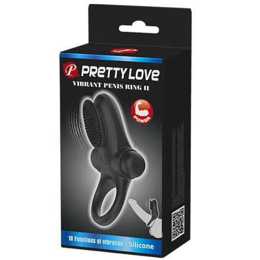 PRETTY LOVE - VIBRAČNÍ KROUŽEK II PRO ČERNÝ PENIS
