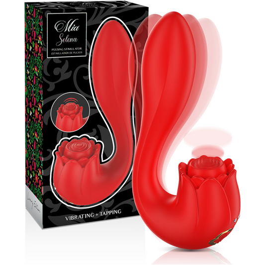 MIA - SELENA STIMULÁTOR VIBRACE + KLEPÁNÍ ČERVENÁ