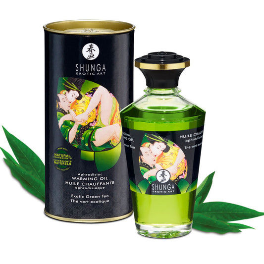 SHUNGA - BIO MASÁŽNÍ OLEJ S TEPLÝM ÚČINEM A ZELENÝM ČAJEM 100 ML