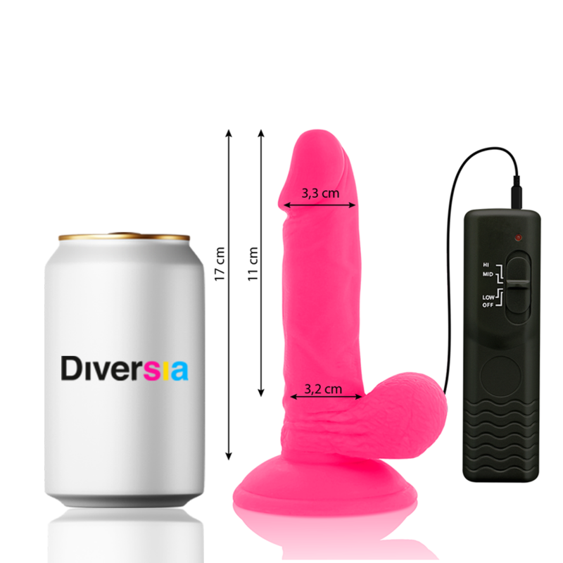 DIVERSIA - FLEXIBILNÍ VIBRAČNÍ DILDO RŮŽOVÉ 17 CM -O- 3,3 CM