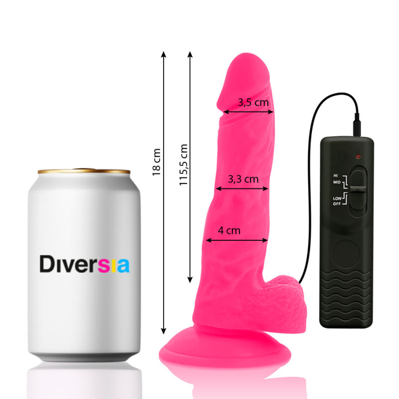 DIVERSIA - FLEXIBILNÍ VIBRAČNÍ DILDO RŮŽOVÉ 18 CM -O- 4 CM