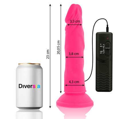 DIVERSIA - FLEXIBILNÍ VIBRAČNÍ DILDO RŮŽOVÉ 23 CM -O- 4,3 CM