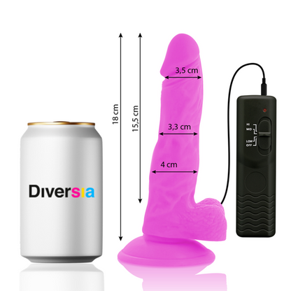 DIVERSIA - FLEXIBILNÍ VIBRAČNÍ DILDO FIALOVÉ 18 CM -O- 4 CM