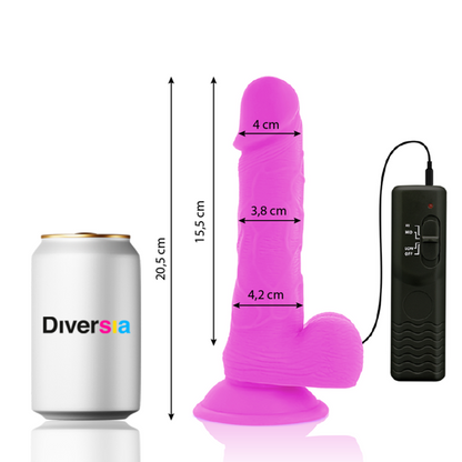 DIVERSIA - FLEXIBILNÍ VIBRAČNÍ DILDO FIALOVÉ 20,5 CM -O- 4,2 CM
