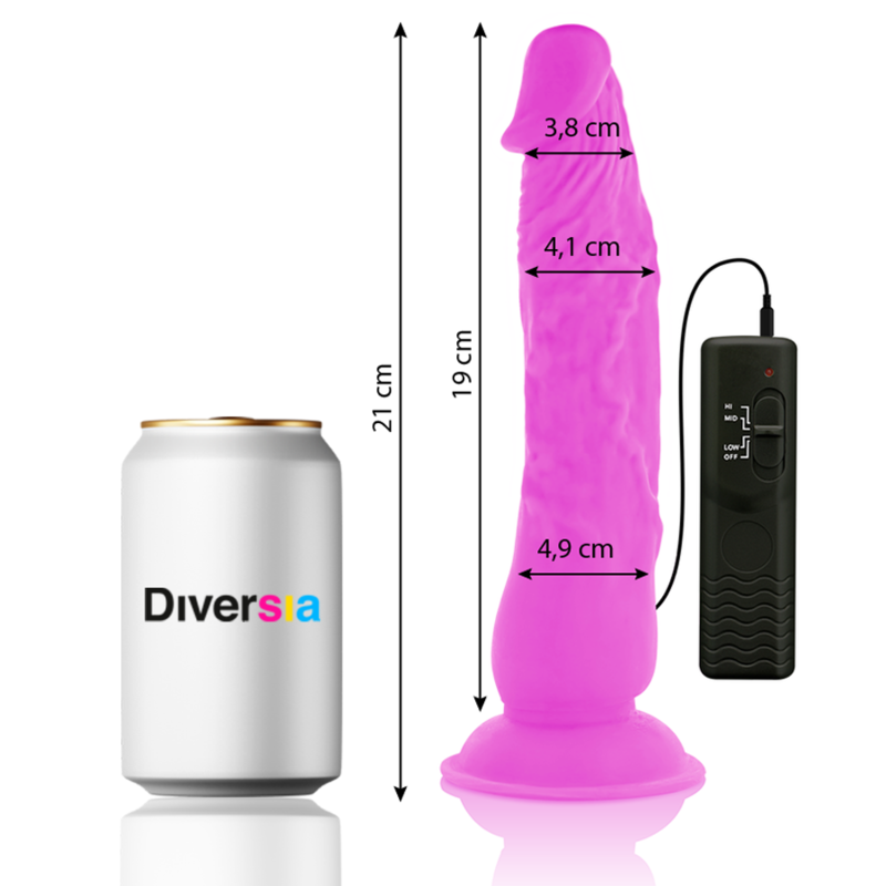 DIVERSIA - FLEXIBILNÍ VIBRAČNÍ DILDO FIALOVÉ 21 CM -O- 4,9 CM