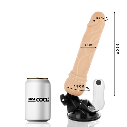 ZÁKLADNÍ KOHOUT - REALISTICKÝ VIBRÁTOR S DÁLKOVÝM OVLÁDÁNÍM Z TĚLA 19,5 CM -O- 4 CM