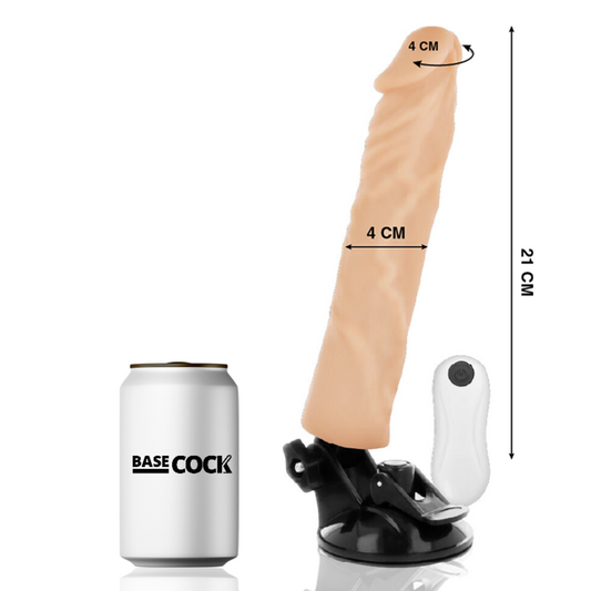 ZÁKLADNÍ KOHOUT - REALISTICKÝ VIBRÁTOR S DÁLKOVÝM OVLÁDÁNÍM, TĚLESNÁ MASA 21 CM -O- 4 CM