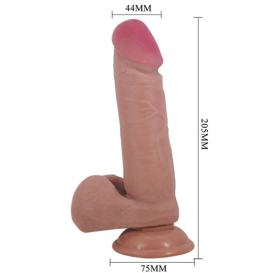 PRETTY LOVE - POSUVNÉ DILDLO ŘADY SLIDING SKIN S REALISTICKÝM DILDO S POSUVNOU PŘÍSAVKOU NA KŮŽI, HNĚDÉ 20,5 CM