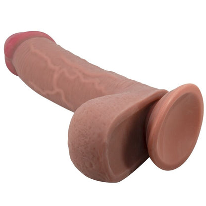 PRETTY LOVE - POSUVNÉ REALISTICKÉ DILDO ŘADY SLIDING SKIN S PŘÍSAVKOU NA KŮŽI, HNĚDÉ 23,4 CM