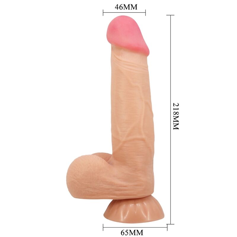 PRETTY LOVE - POSUVNÉ DILDO ŘADY SLIDING SKIN S PŘÍSAVKOU NA KŮŽI, DÁLKOVÉ OVLÁDÁNÍ, TĚLESNÉ 21,8 CM