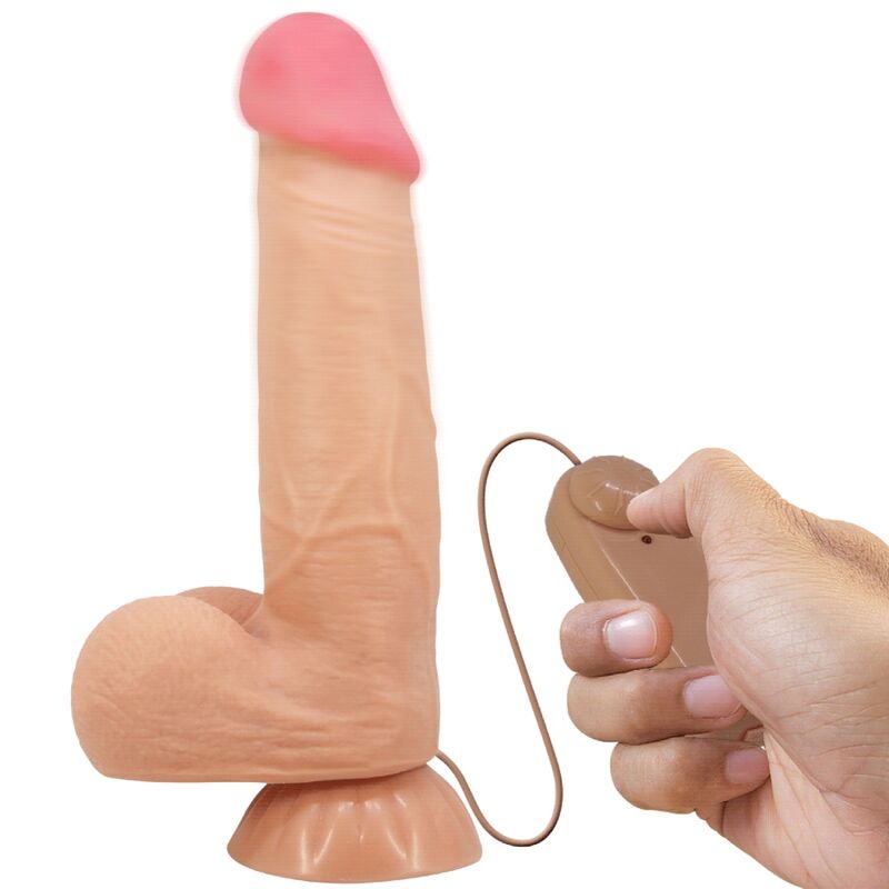 PRETTY LOVE - POSUVNÉ DILDO ŘADY SLIDING SKIN S PŘÍSAVKOU NA KŮŽI, DÁLKOVÉ OVLÁDÁNÍ, TĚLESNÉ 21,8 CM