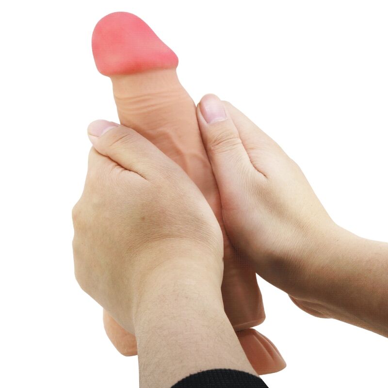 PRETTY LOVE - POSUVNÉ DILDO ŘADY SLIDING SKIN S PŘÍSAVKOU NA KŮŽI, DÁLKOVÉ OVLÁDÁNÍ, TĚLESNÉ 21,8 CM