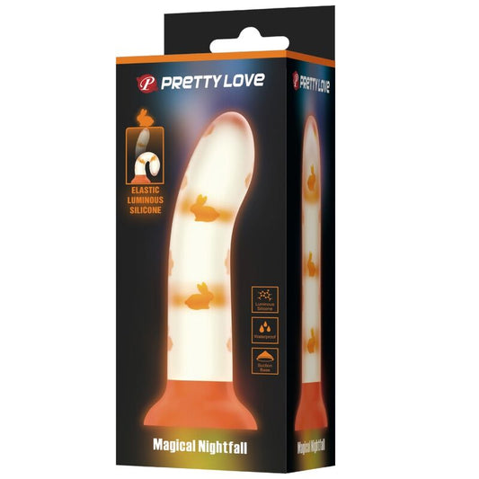 PRETTY LOVE - KOUZELNÉ NOCHUTEČNÉ DILDO BEZ VIBRACÍ SVÍTÍCÍ ORANŽOVÉ