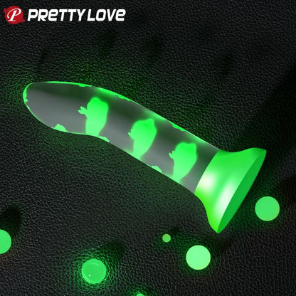 PRETTY LOVE - KOUZELNÉ NOCHUTENÉ DILDO BEZ VIBRACÍ SVÍTÍCÍ ZELENÉ