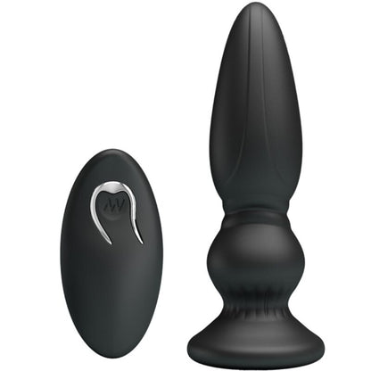 MR PLAY - VÝKONNÝ VIBRÁTOR S DÁLKOVÝM OVLÁDÁNÍM ANÁLNÍHO KOLEČKU ČERNÝ