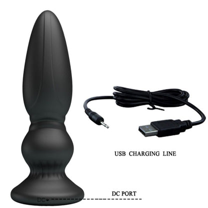 MR PLAY - VÝKONNÝ VIBRÁTOR S DÁLKOVÝM OVLÁDÁNÍM ANÁLNÍHO KOLEČKU ČERNÝ
