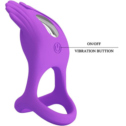 PRETTY LOVE - SILAS ŽIVÝ PENIS KROUŽEK 7 VIBRACÍ FIALOVÝ SILIKON