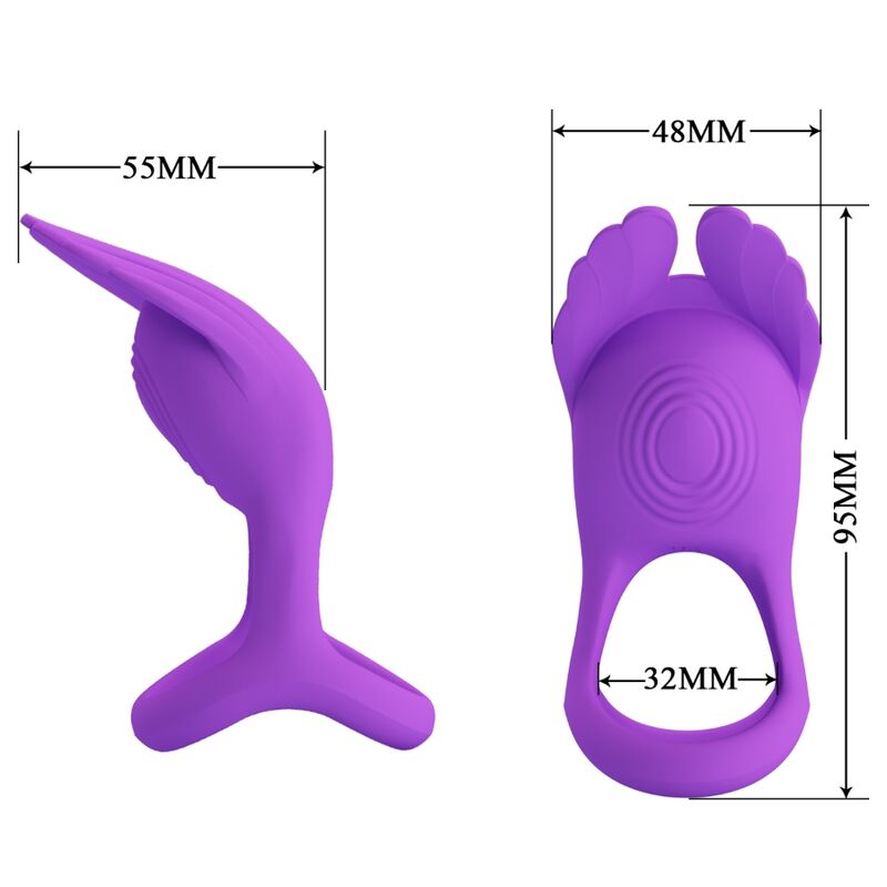 PRETTY LOVE - SILAS ŽIVÝ PENIS KROUŽEK 7 VIBRACÍ FIALOVÝ SILIKON