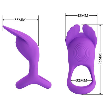 PRETTY LOVE - SILAS ŽIVÝ PENIS KROUŽEK 7 VIBRACÍ FIALOVÝ SILIKON