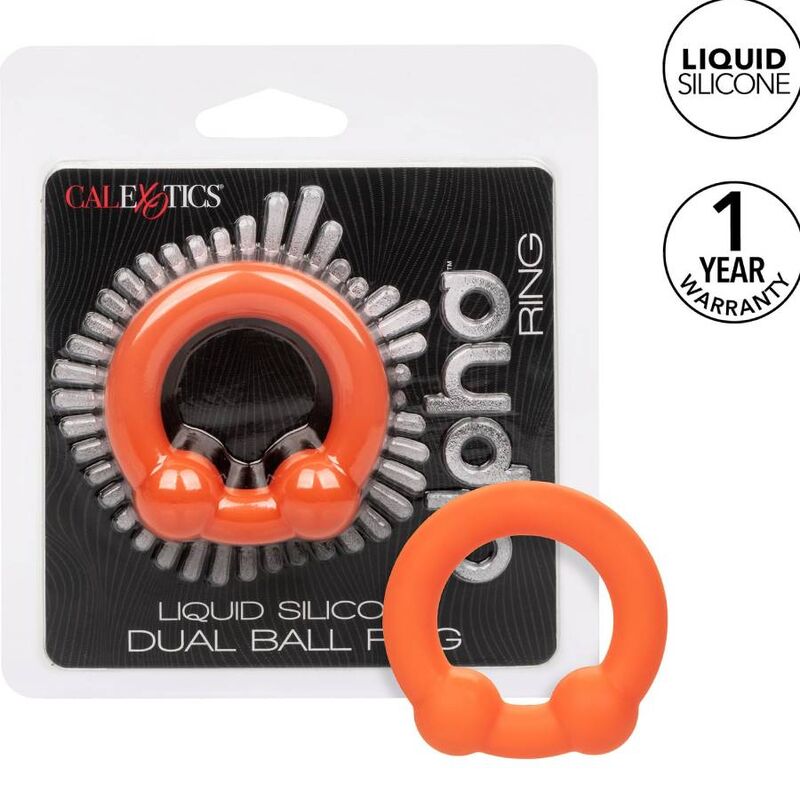 CALEXOTICS - ALPHA DVOJITÝ KULIČKOVÝ KROUŽEK ORANŽOVÝ