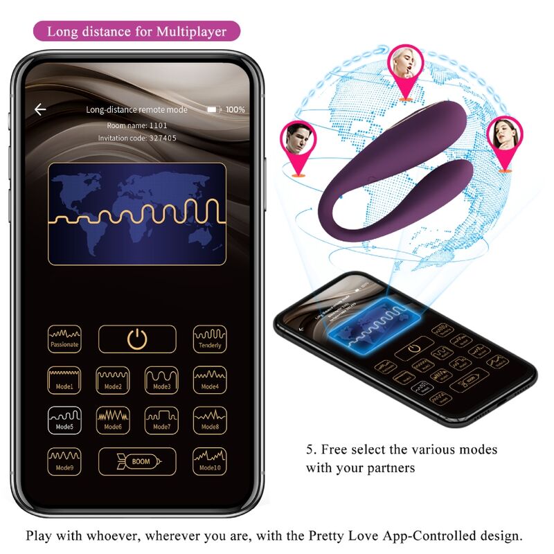 PRETTY LOVE - AUGUST REMOTE GLOBAL DVOJITÝ POTĚŠÍCÍ VIBRÁTOR