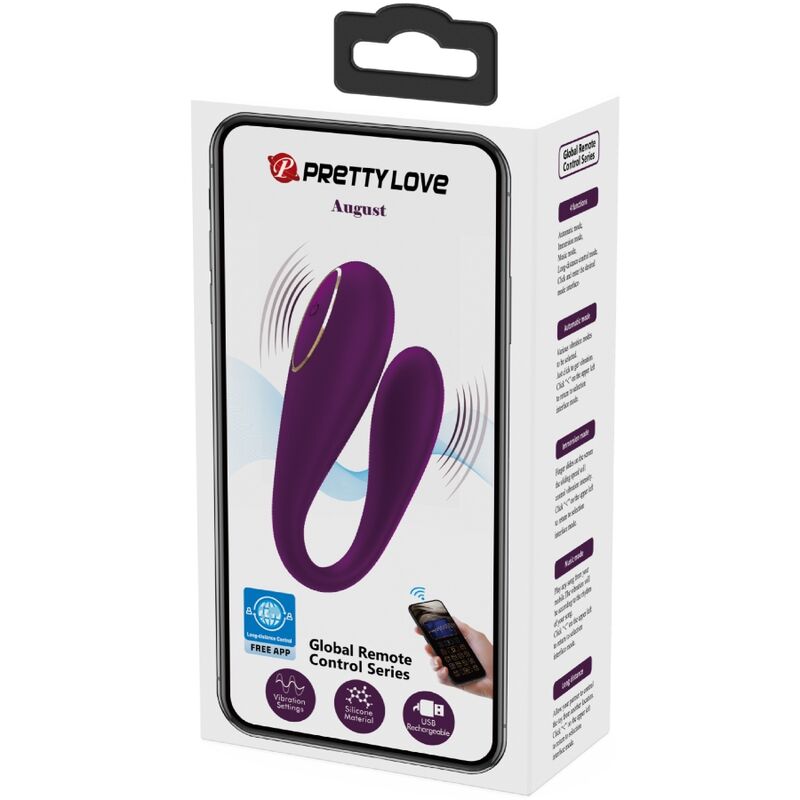 PRETTY LOVE - AUGUST REMOTE GLOBAL DVOJITÝ POTĚŠÍCÍ VIBRÁTOR