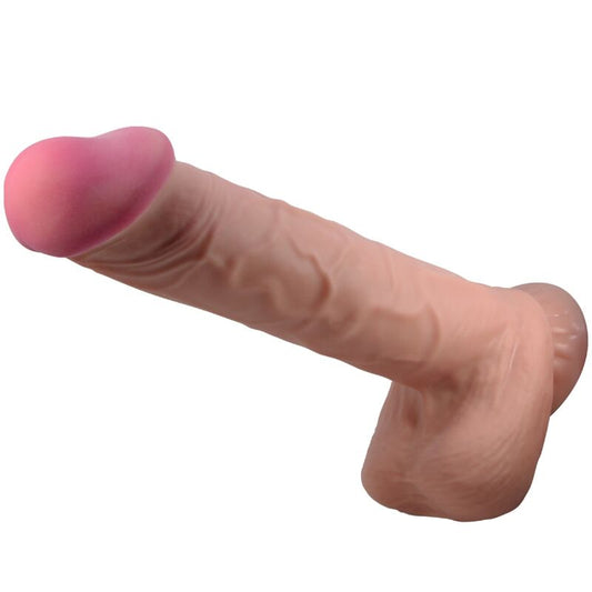 PRETTY LOVE - POSUVNÉ REALISTICKÉ DILDO S PŘÍSAVKOU NA KŮŽI, HNĚDÉ, 26 CM