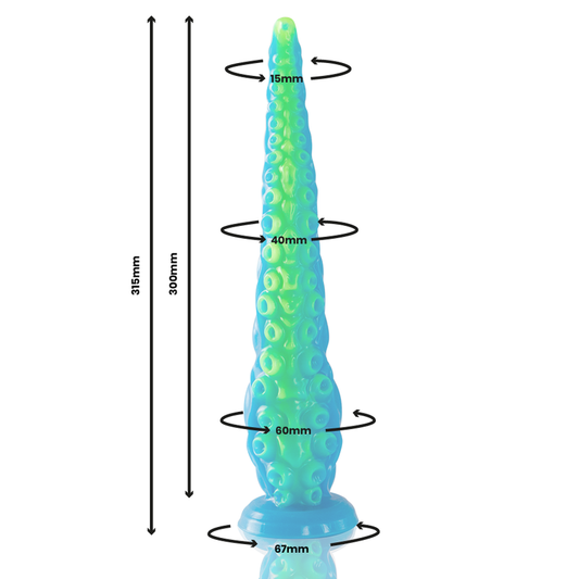 EPIC - SCYLLA FLUORESCENTNÍ TENKÉ CHAPADLOVÉ DILDO VELKÉ VELIKOSTI