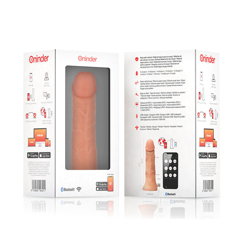 ONINDER - VELKÉ VIBRAČNÍ DILDO DO BOGOTY 9 RYCHLOSTÍ PŘÍRODNÍ 22 CM -O- 4,5 CM - APLIKACE ZDARMA