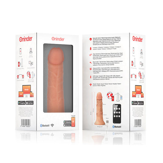 ONINDER - STŘEDNÍ BOGOTSKÉ VIBRAČNÍ DILDO 9 RYCHLOSTÍ PŘÍRODNÍ 20 CM -O- 4,2 CM - BEZPLATNÁ APLIKACE