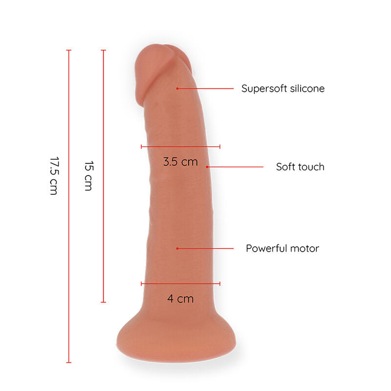 ONINDER - MALÝ VIBRAČNÍ DILDO BOGOTA 9 RYCHLOSTÍ PŘÍRODNÍ 17,5 CM -O- 4 CM - APLIKACE ZDARMA