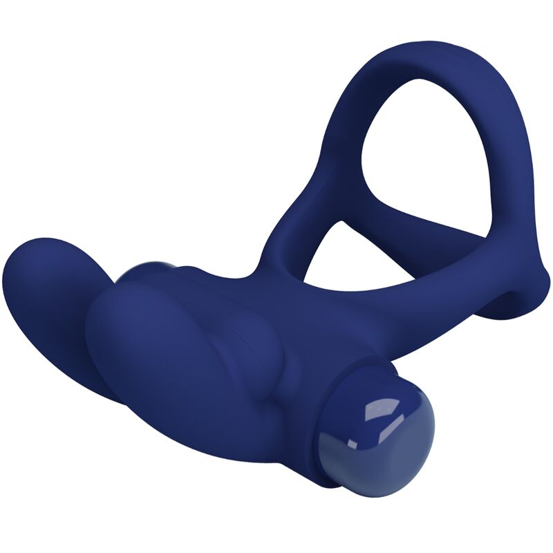 PRETTY LOVE - FRANCISCO DVOJITÝ VIBRAČNÍ KROUŽEK KRÁLÍK MODRÝ