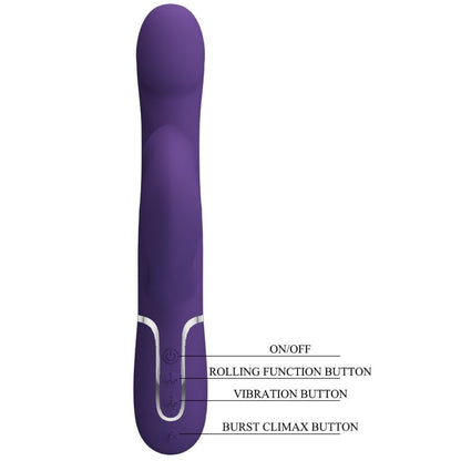 PRETTY LOVE - ZALIN RABBIT VIBRATOR PEARLS 4 V 1 FIALOVÉ