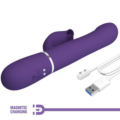 PRETTY LOVE - ZALIN RABBIT VIBRATOR PEARLS 4 V 1 FIALOVÉ