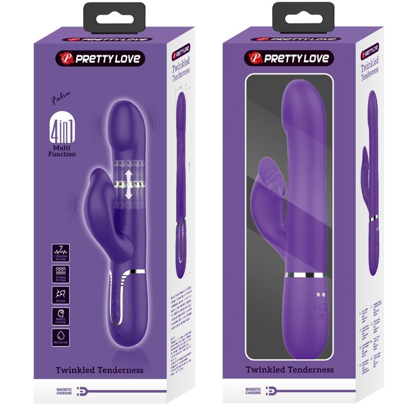 PRETTY LOVE - ZALIN RABBIT VIBRATOR PEARLS 4 V 1 FIALOVÉ