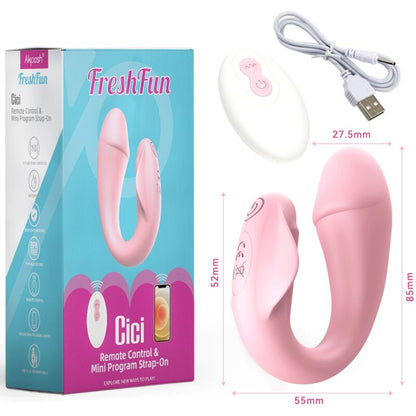 ARMONY - FRESHFUN CICI STAP-ON VIBRÁTOR S DÁLKOVÝM OVLÁDÁNÍM A APLIKACÍ, 10 VIBRACÍ, RŮŽOVÁ