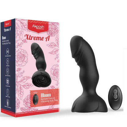 ARMONY - EXTREME A BLOOM ROSE VIBRÁTOR A ANÁLNÍ KOlík S DÁLKOVÝM OVLÁDÁNÍM, ČERNÁ