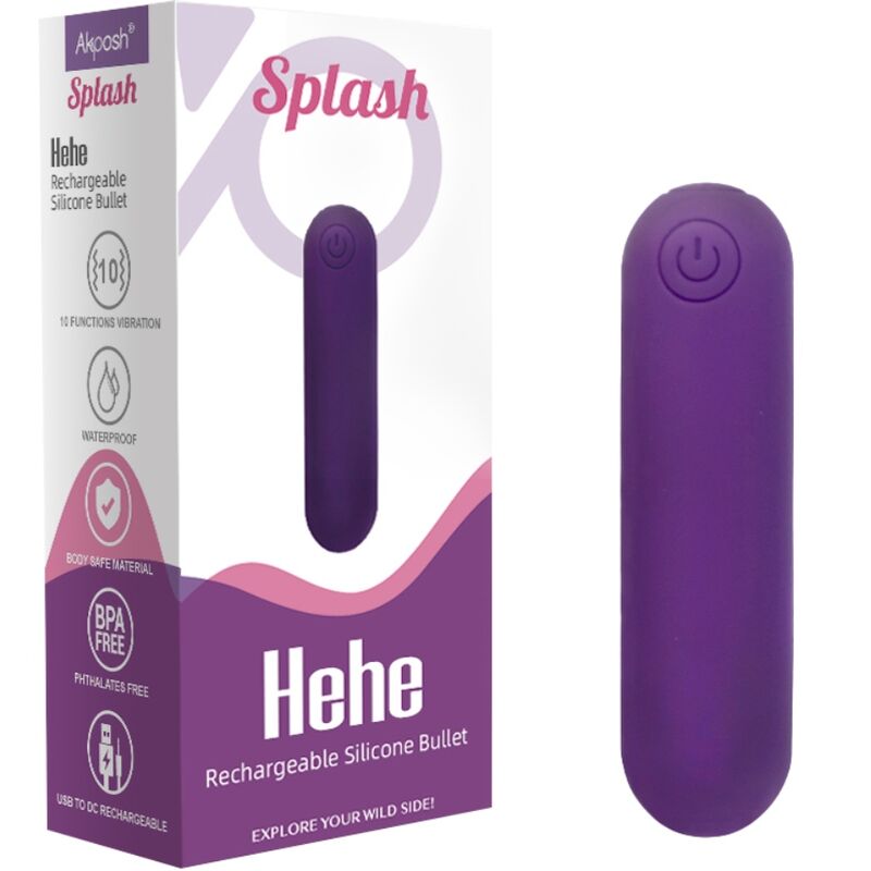 ARMONY - SPLASH HEHE VIBRATOR BULLET SILIKONOVÝ 10 VIBRACÍ 65 X 15 CM FIALOVÝ