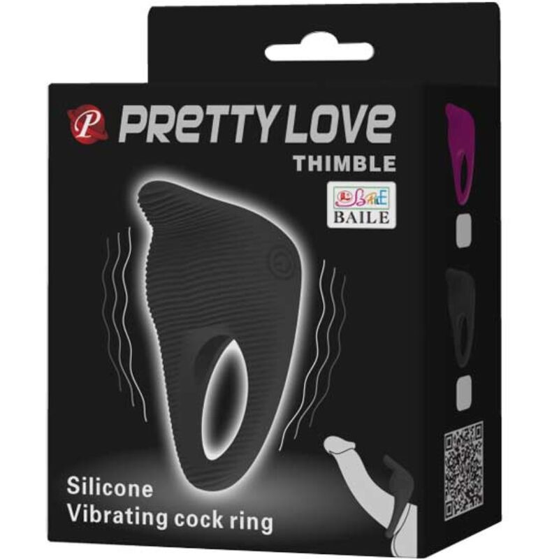 PRETTY LOVE - VIBRAČNÍ KROUŽEK NA NÁPRSTEK ČERNÝ