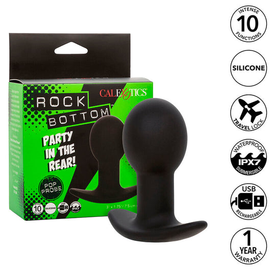 CALEXOTICS - ANÁLNÍ KOŘÍK ROCK BOTTOM 10 VIBRACÍ SILIKONOVÝ ČERNÝ