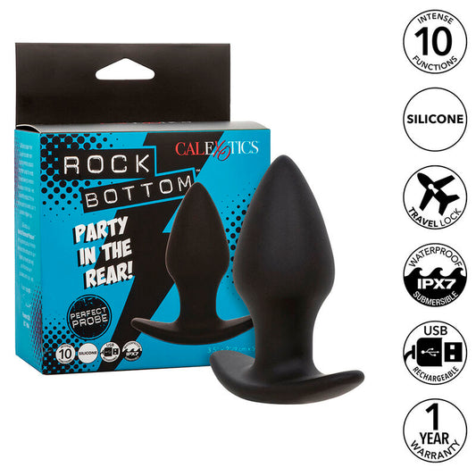 CALEXOTICS - DOKONALÝ ANÁLNÍ KOlík ROCK BOTTOM 10 VIBRACÍ SILIKONOVÝ ČERNÝ
