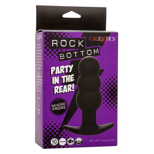 CALEXOTICS - ANÁLNÍ KOlík s korálky Rock Bottom, 10 vibrací, černý silikon