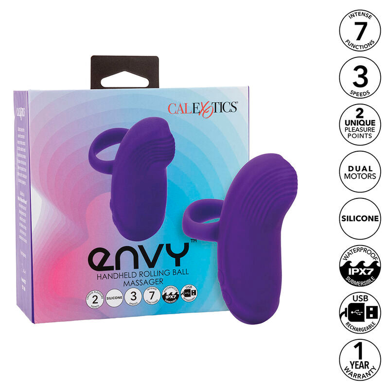 CALEXOTICS - ENVY RUČNÍ MASÁŽNÍ PŘÍSTROJ S VALÍCÍMI SE MÍČKY, 7 VIBRACÍ, FIALOVÝ