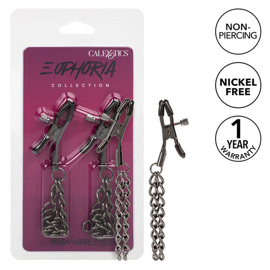 CALEXOTICS - Svorky na bradavky EUPHORIA s řetízkem 14,5 cm