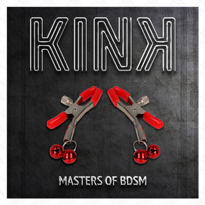 KINK - ČERVENÁ DVOJITÁ ZVONECOVÁ SVORKA NA BRADAVKY ČERVENÁ 6 CM