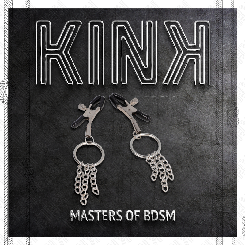 KINK - O-kroužek na bradavky a malý řetízek, stříbrný 6 cm