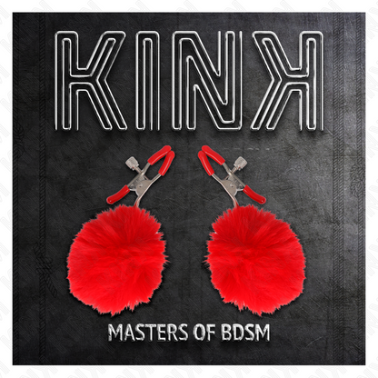 KINK - Svorka na bradavky z umělé kožešiny, červená, 6 cm